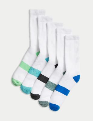 

Unisex,Boys,Girls M&S Collection 5pk Cotton Rich Sports Socks - White, White