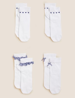 

Girls M&S Collection 4pk Cotton Rich School Socks - Blue Mix, Blue Mix