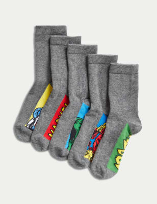 Lot de 5 paires de chaussettes en coton m lang motif Marvel