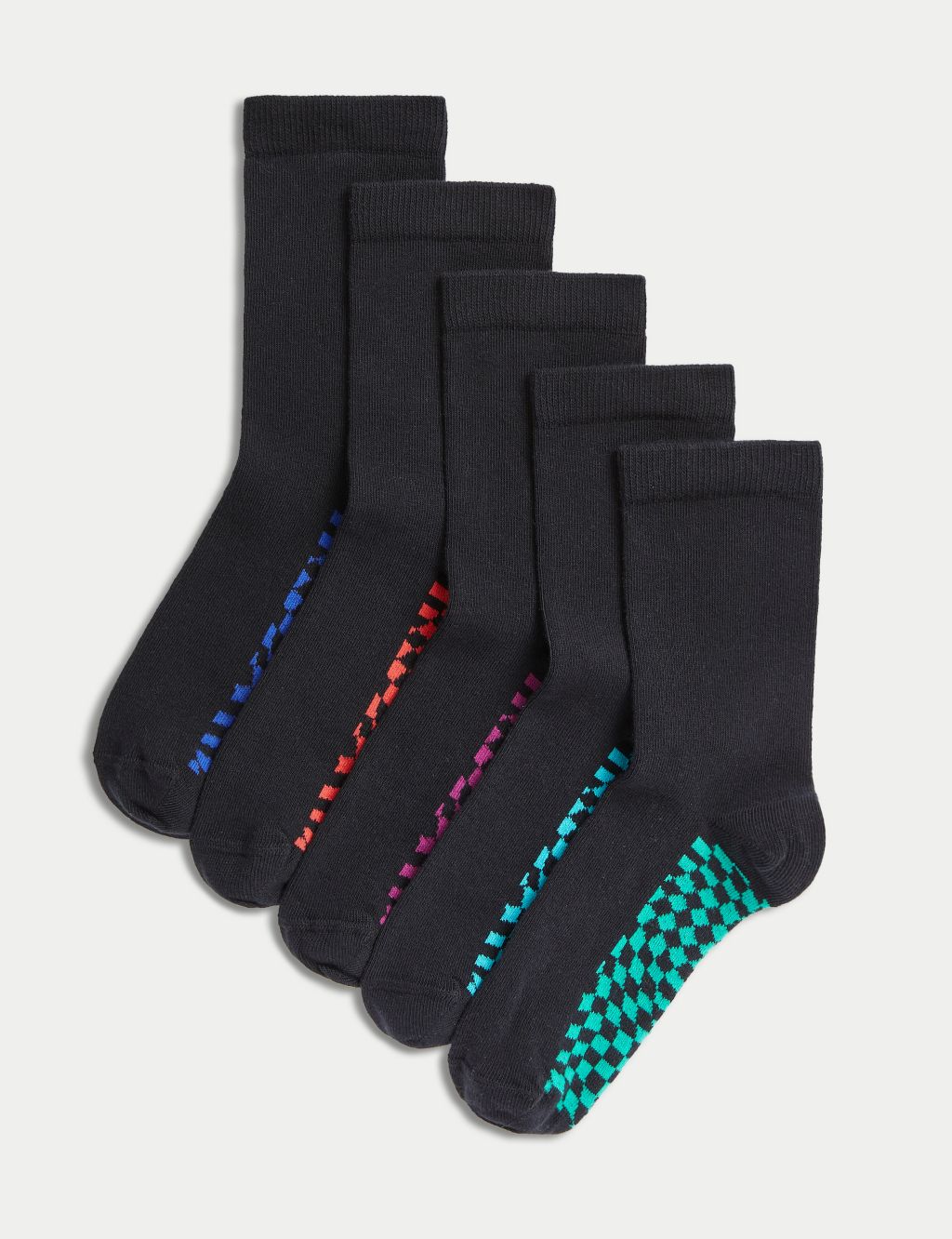 5pk Cotton Rich Checkerboard School Socks image 1
