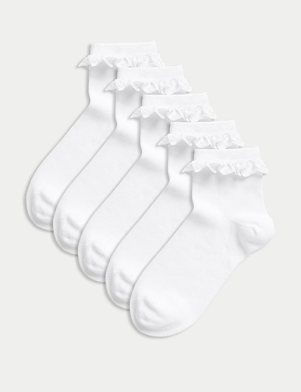 5pk Cotton Blend Frill Socks (6 Small - 7 Large) - CA