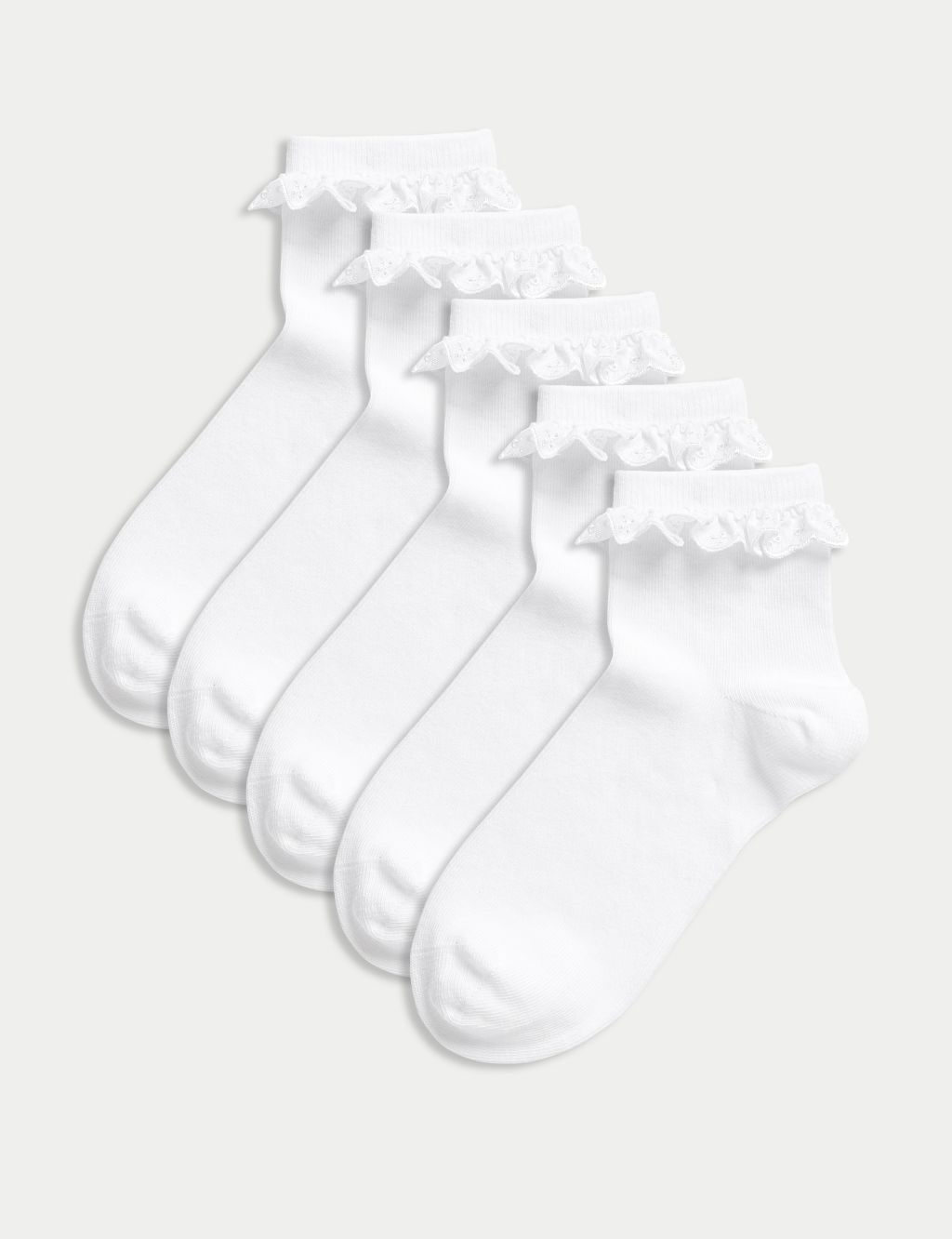 5pk Cotton Blend Frill Socks (6 Small - 7 Large)