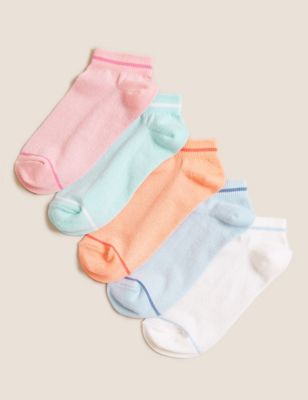 

Girls M&S Collection 5pk Cotton Rich Sparkle Trainer Liner Socks - Multi, Multi