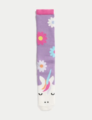 

M&S Collection Gummistiefelsocken mit hohem Baumwollanteil und Einhornmotiv - Multi, Multi