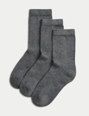 M&S 3pk of Ultimate Comfort Socks - 12+3+ - Grey, Grey