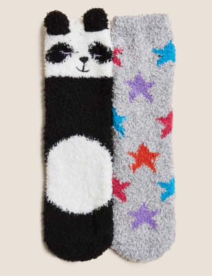 

M&S Collection 2er-Pack Hausschuhsocken mit Pandamotiv - Multi, Multi