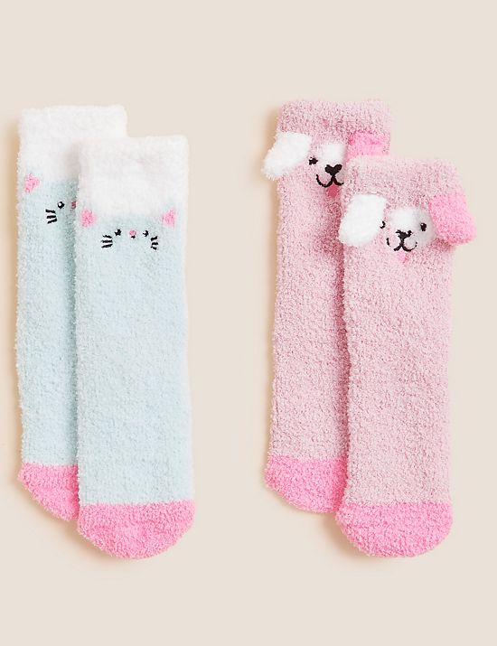 2 paar zachte sokken met speels dierenmotief