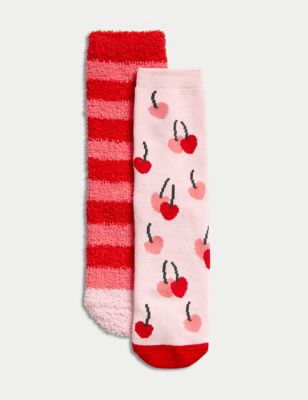 

Girls M&S Collection 2pk Cotton Rich Patterned Slipper Socks - Multi, Multi