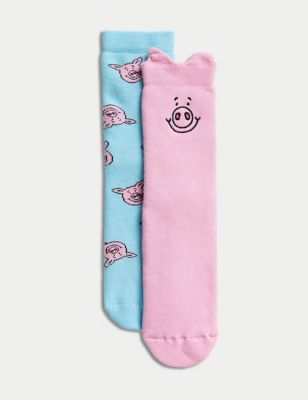 

Girls 2pk Cotton Rich Percy Pig™ Slipper Socks - Bright Pink Mix, Bright Pink Mix