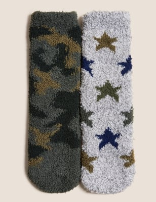 

Unisex,Boys,Girls 2pk Camouflage Slipper Socks - Multi, Multi
