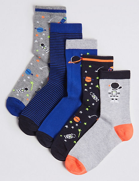 5 Pairs of Space Socks | M&S