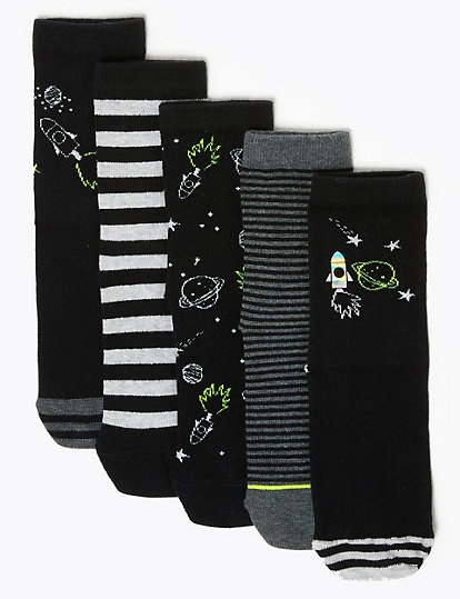 5 Pack of Cotton Space Socks