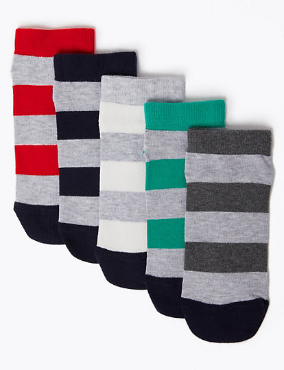 5 Pack Cotton with Lycra® Trainer Liner Socks