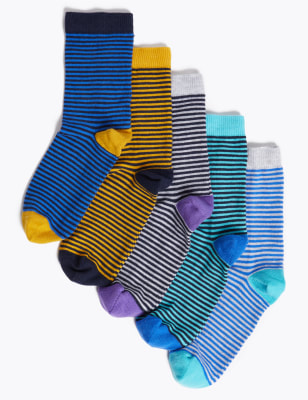 Lot de 5 paires de chaussettes en coton à rayures - Multi