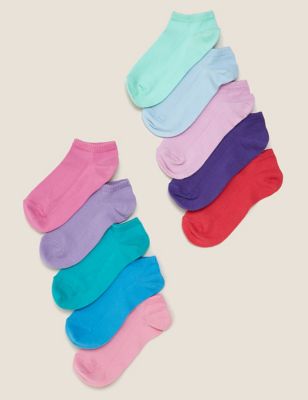 10pk Cotton Colourful Trainer Liner Socks | M&S
