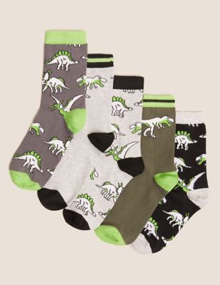 Lot de 5 paires de chaussettes en coton à motif dinosaure - Multi