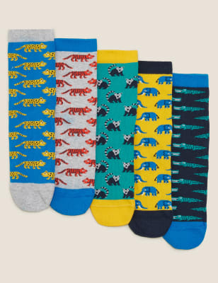 Lot de 5 paires de chaussettes en coton à motif animal - Multi