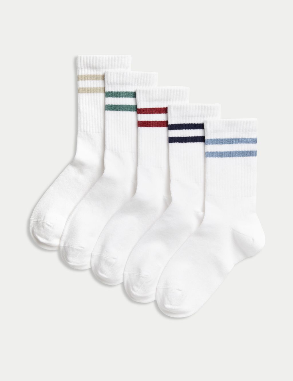 5pk Cotton Rich Ankle Stripe Socks (6 Small - 7 Large)
