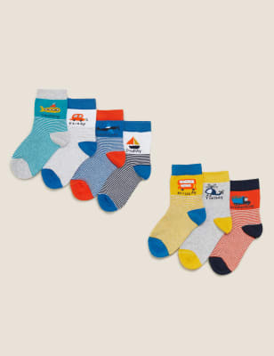 

Boys M&S Collection 7pk Cotton Rich Days Of The Week Socks - Multi, Multi