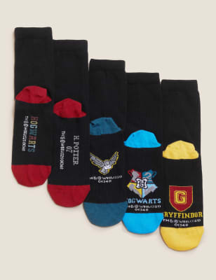 

Unisex,Boys,Girls M&S Collection 5pk Cotton Rich Harry Potter™ Socks - Black, Black