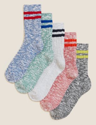 

Unisex,Boys,Girls M&S Collection 5pk Cotton Rich Striped Socks - Multi, Multi