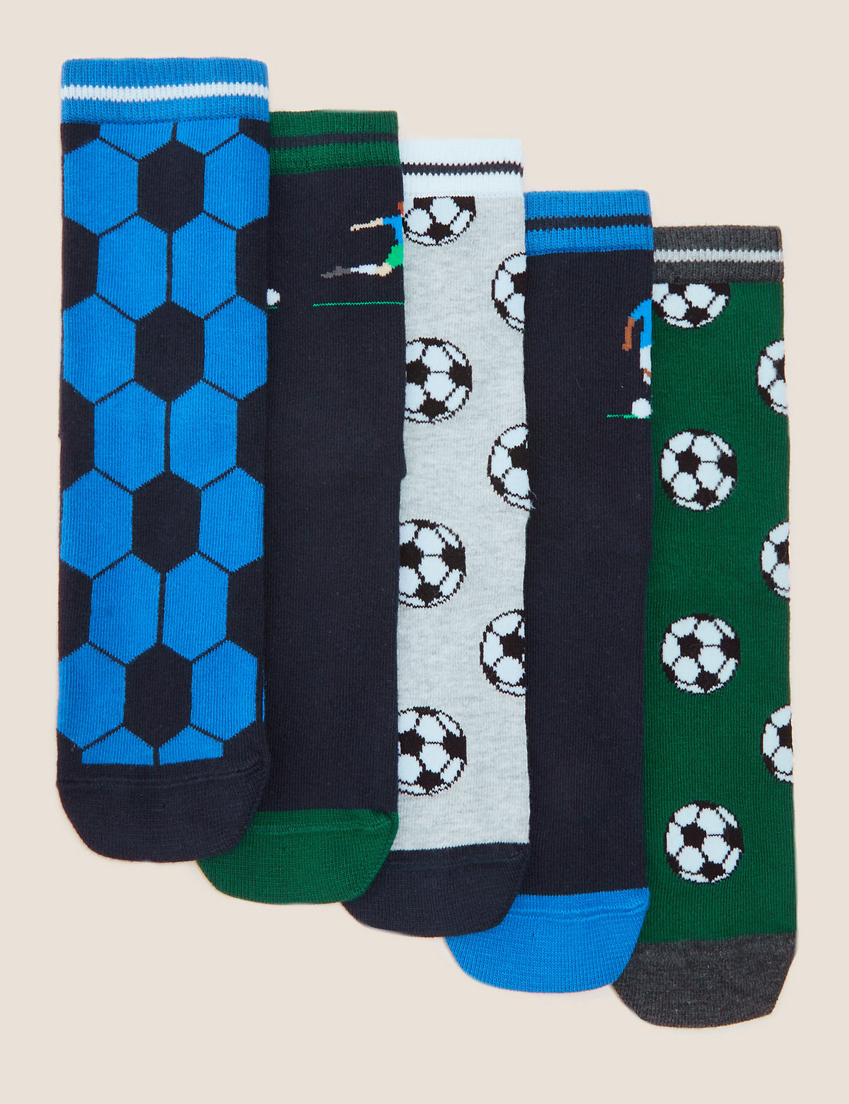 5pk Cotton Rich Football Socks