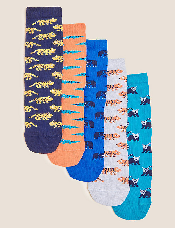 Lot de 5&nbsp;paires de chaussettes en coton à motif animal