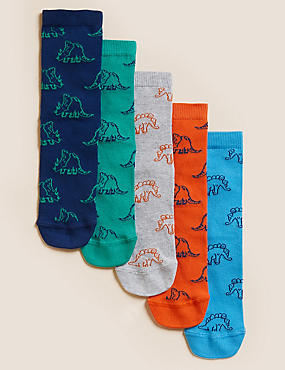 5pk Cotton Rich Dinosaur Socks