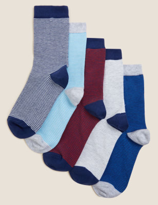 

Boys M&S Collection 5pk Cotton Rich Striped Socks - Multi, Multi