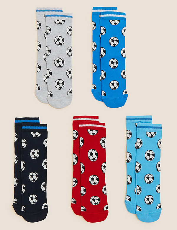 5pk Cotton Rich Football Socks - FI