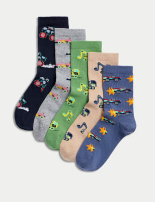 5pk Cotton Rich Transport Socks - RS