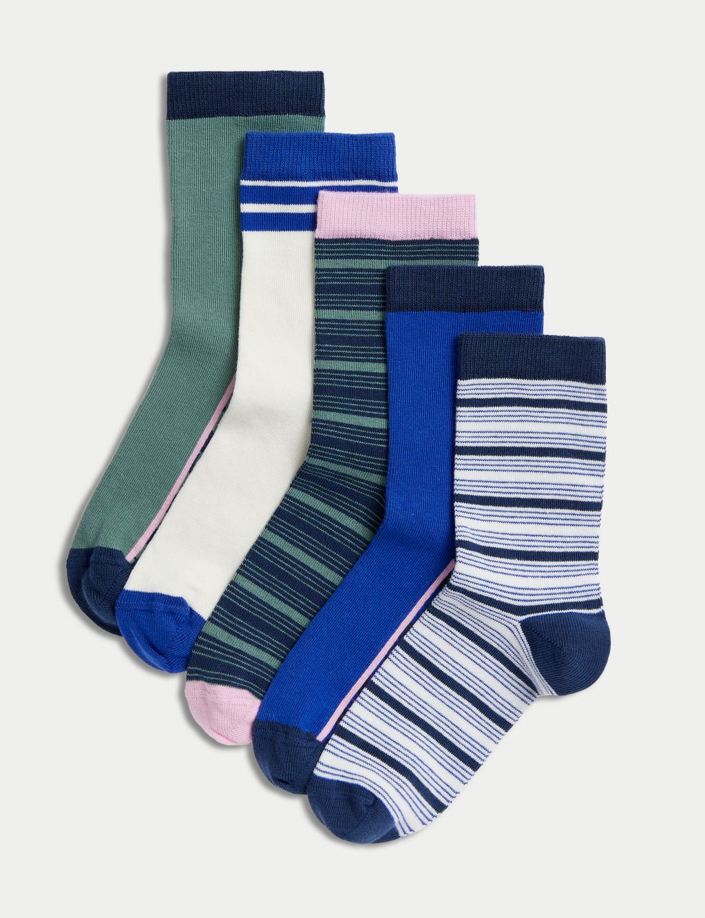 5pk Cotton Rich Striped Socks image 1
