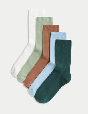 5pk Cotton Rich Ribbed Socks