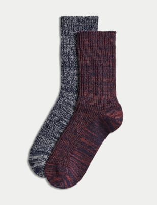 

Unisex,Boys,Girls M&S Collection 2pk Cotton Rich Ribbed Socks - Multi, Multi