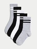5pk Cotton Rich Ribbed Striped Socks