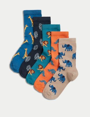 5pk Cotton Rich Animal Socks - BE