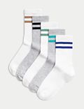 5pk Cotton Rich Ankle Ribbed Stripe Socks (6 Small - 7 Large)