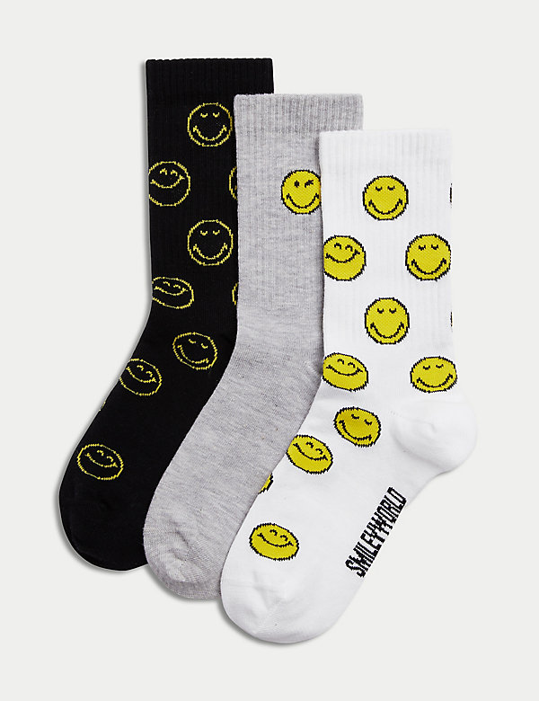 5er-Pack gerippte Socken aus Baumwollmischgewebe SmileyWorld®-Motiv (25–40,5) - AT