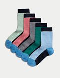 5pk Cotton Rich Striped Socks (6 Small - 7 Large)