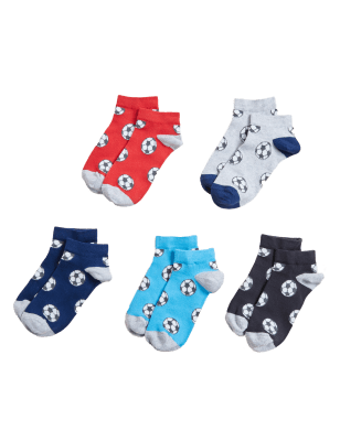 

Boys M&S Collection 5pk Cotton Rich Trainer Liner Socks - Multi, Multi