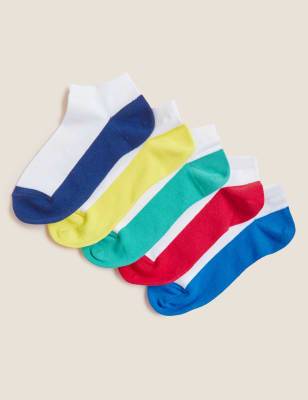 

Unisex,Boys,Girls M&S Collection 5pk Cotton Rich Trainer Liner Socks - White Mix, White Mix