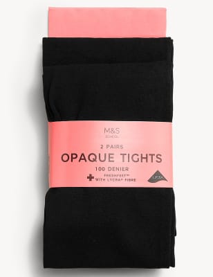 

Girls M&S Collection 2pk of 100 Denier Tights (6-16 Yrs) - Black, Black