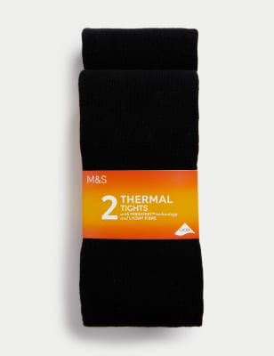 2pk Cotton Blend Thermal Tights (4-14 Yrs) - CA