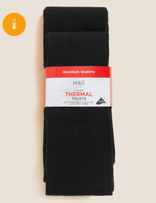 2pk Wool Thermal Tights (4-14 Yrs)