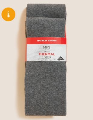 2 Pack of Wool Thermal Tights (4-14 Yrs) 