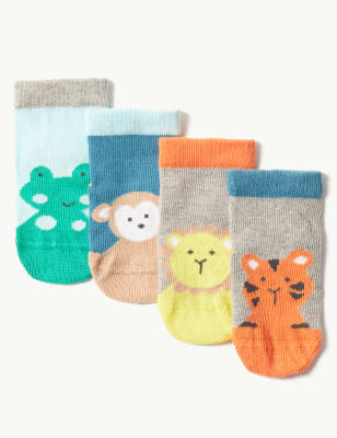 Lot de 4&nbsp;paires de chaussettes b&eacute;b&eacute;s &agrave; motif animal