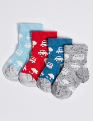Lot de 4&nbsp;paires de chaussettes b&eacute;b&eacute;s &agrave; imprim&eacute; voiture