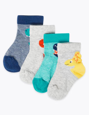 Lot de 4&nbsp;paires de chaussettes b&eacute;b&eacute;s &agrave; motif dinosaure