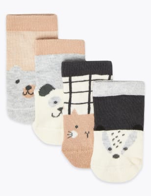 Lot de 4&nbsp;paires de chaussettes b&eacute;b&eacute;s &agrave; imprim&eacute; animal