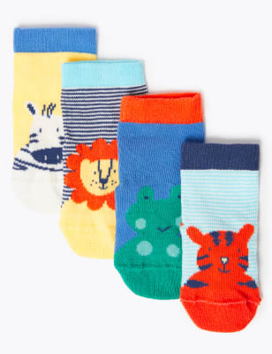 4 Pack Cotton Rich Animal Baby Socks Shoes Socks Booties